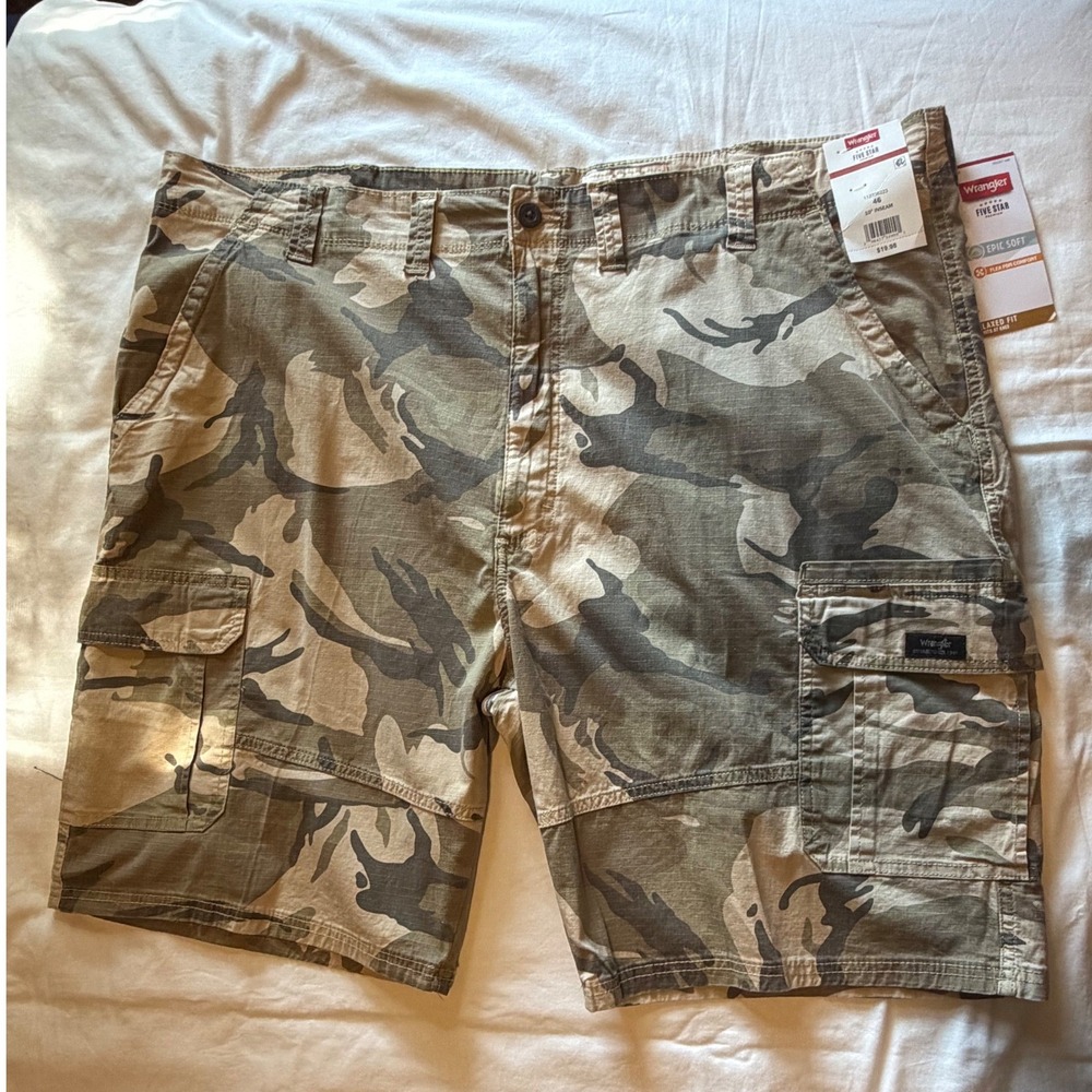 Wrangler Mens Camo Cargo Shorts Relaxed Fit Flex 10 Inseam Big Tall 46 112336223